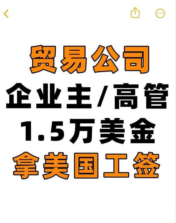 贸易公司企业出海，企业主/高管拿L1工签