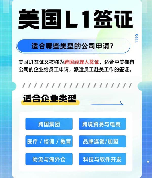 想赴美开公司？这10类企业超适合L1签证